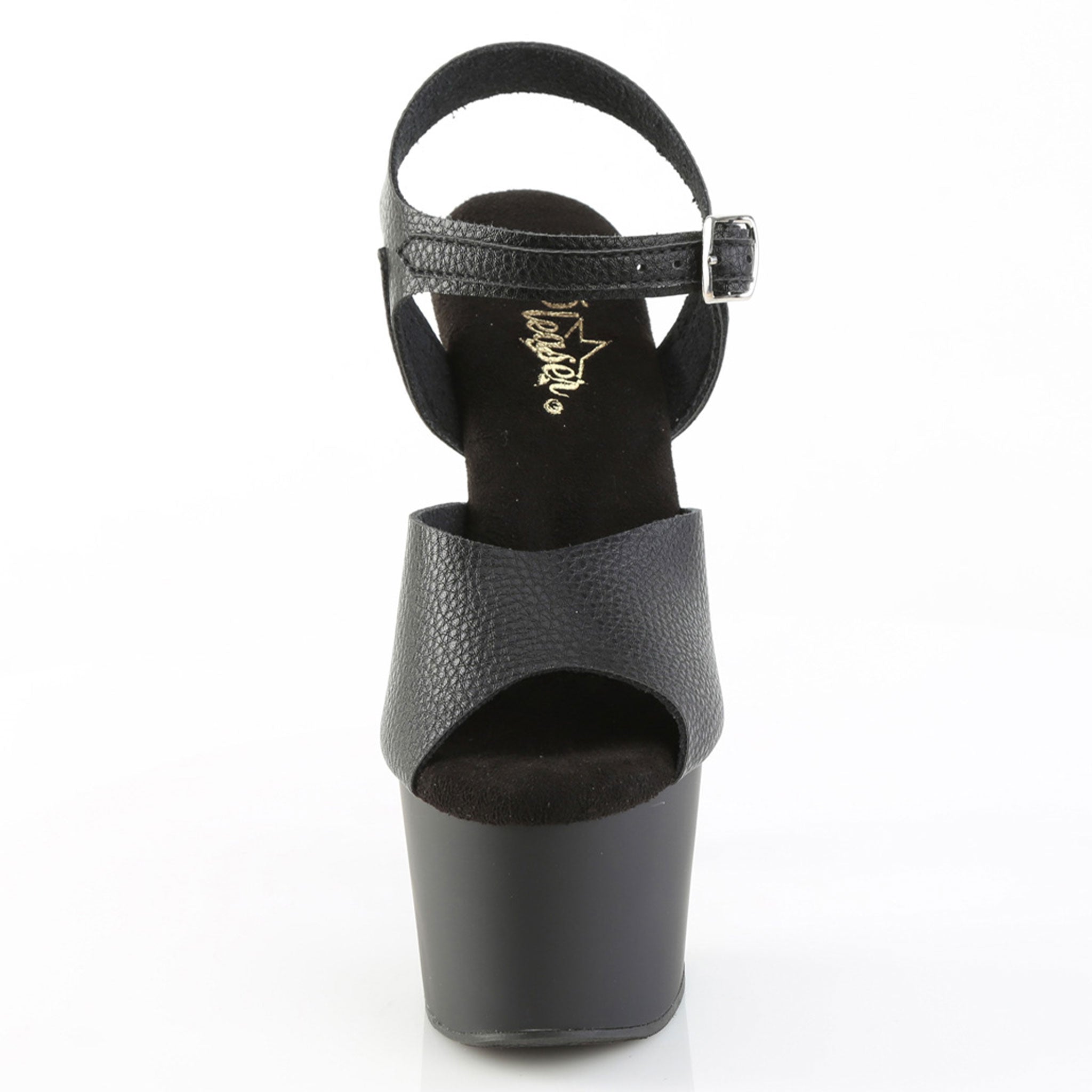 Leather vegan-leather vegan-friendly faux-leather rubber synthetic textile unlined-leather footwear shoes heels stiletto-heel platform platform-sandal platform-heel ankle-strap buckle-closure adjustable textured-leather slip-on open-toe open-heel elevation stability strut raw edgy bold commanding presence fetish fashion alt-fashion dress-fashion club clubwear dancewear kink kinky foot feet female femme feminine womens black