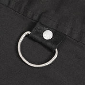 Polyester faux-leather PU-leather apparel top shirt short-sleeve collared split-collar turndown-collar button-up button-down button-placket snap-button press-stud O-ring studs studded cross breast-pocket D-ring back-yoke rounded-hem slim-fit soft stretchy unique versatile sleek modern edgy comfortable breathable bold attitude fetish fashion alt-fashion alternative punk goth gothic dark-romanticism industrial casual festival clubwear clubbing male masculine masc mens menswear guys dudes black
