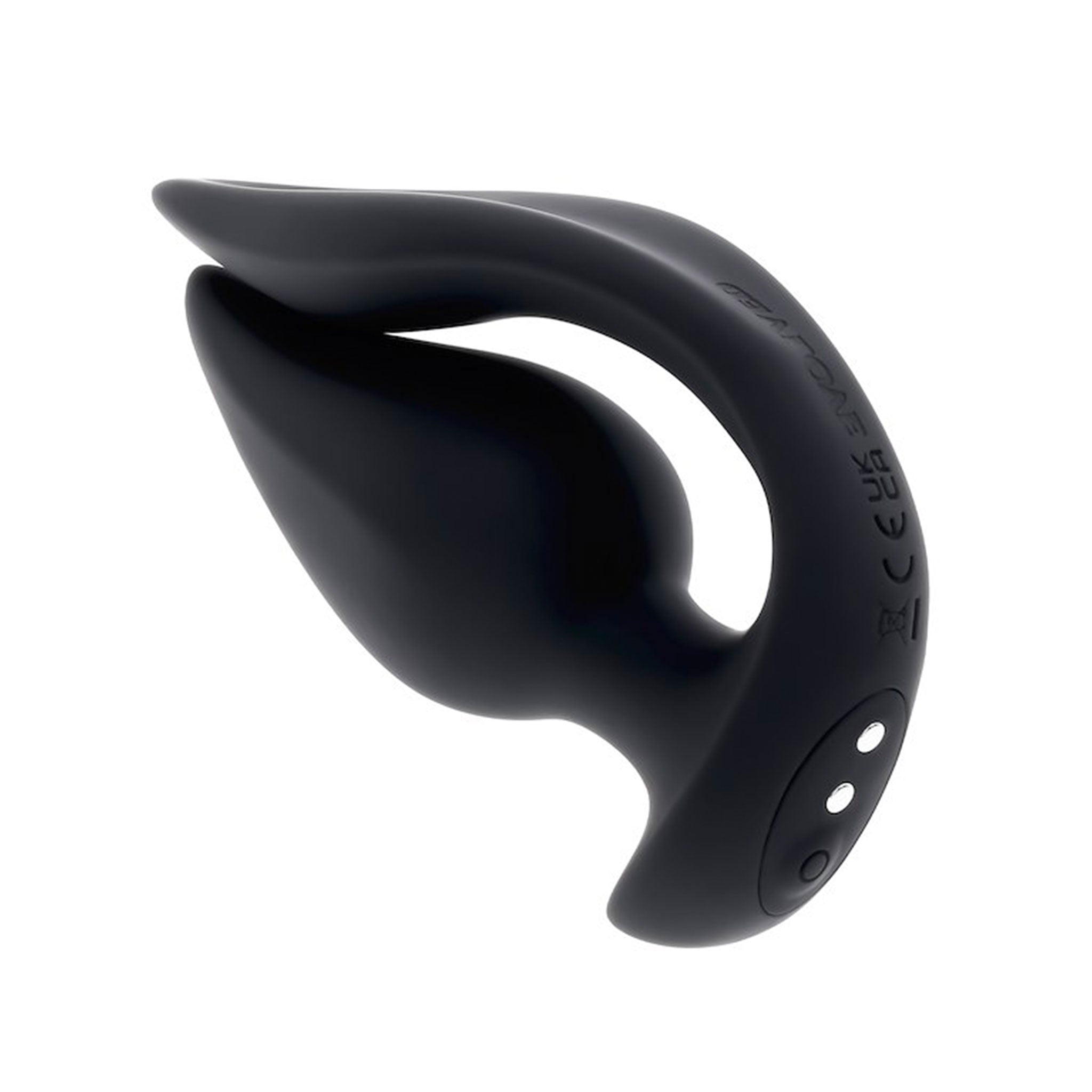 Silicone ABS-plastic anal-vibe vibe vibrator vibrating vibration clit clitoris clitoral stimulator stimulation stim anal-plug anal-probe buttplug remote-control hands-free multi-play multi-function tapered elegant petal-shape rocker-base double-sided dual-sided flexible dual-motor waterproof submersible kink kinky kinky-play kinky-toys adult-toys black