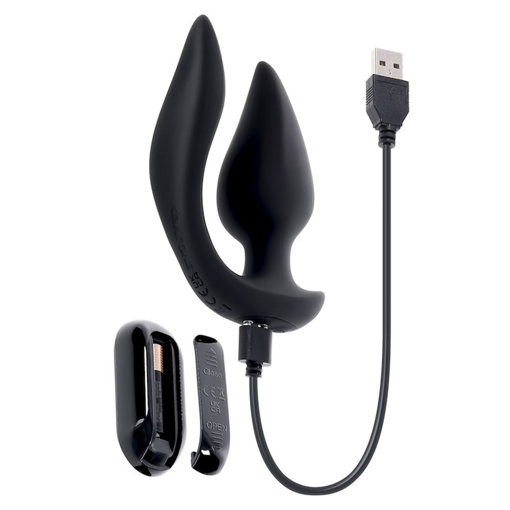 Silicone ABS-plastic anal-vibe vibe vibrator vibrating vibration clit clitoris clitoral stimulator stimulation stim anal-plug anal-probe buttplug remote-control hands-free multi-play multi-function tapered elegant petal-shape rocker-base double-sided dual-sided flexible dual-motor waterproof submersible kink kinky kinky-play kinky-toys adult-toys black