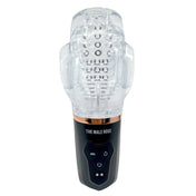 TPE ABS-plastic silicone sucking suction vibe vibrating vibration vibrator masturbator masturbation stroking stroker stimulating stimulation stimulator stim dual-motor side-motor inner-canal extended-sleeve textured-sleeve 3d textured nubs ejaculation delay-training multi-frequency soft stretchy blowjob blow-job oral-sex fellatio gawk gawk-gawk adult-toys male masculine masc mens guys dudes black silver