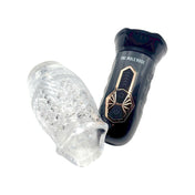 ABS-plastic TPE stimulator stim stimulating stimulation vibrator vibrating vibration stroker masturbator masturbation rotating bi-rotational 360-degree tornado 3d-texture internal-texture sleeve flat-nubs texture-sleeve mouth-opening lips-opening full-lips handheld hand-held blow-job blowjob oral-sex delay-trainer solo-play solo-sessions couples couples-play usb-rechargeable portable stretchy adult-toys gawkgawk gawk-gawk 3000 gawkgawk-3000 black clear
