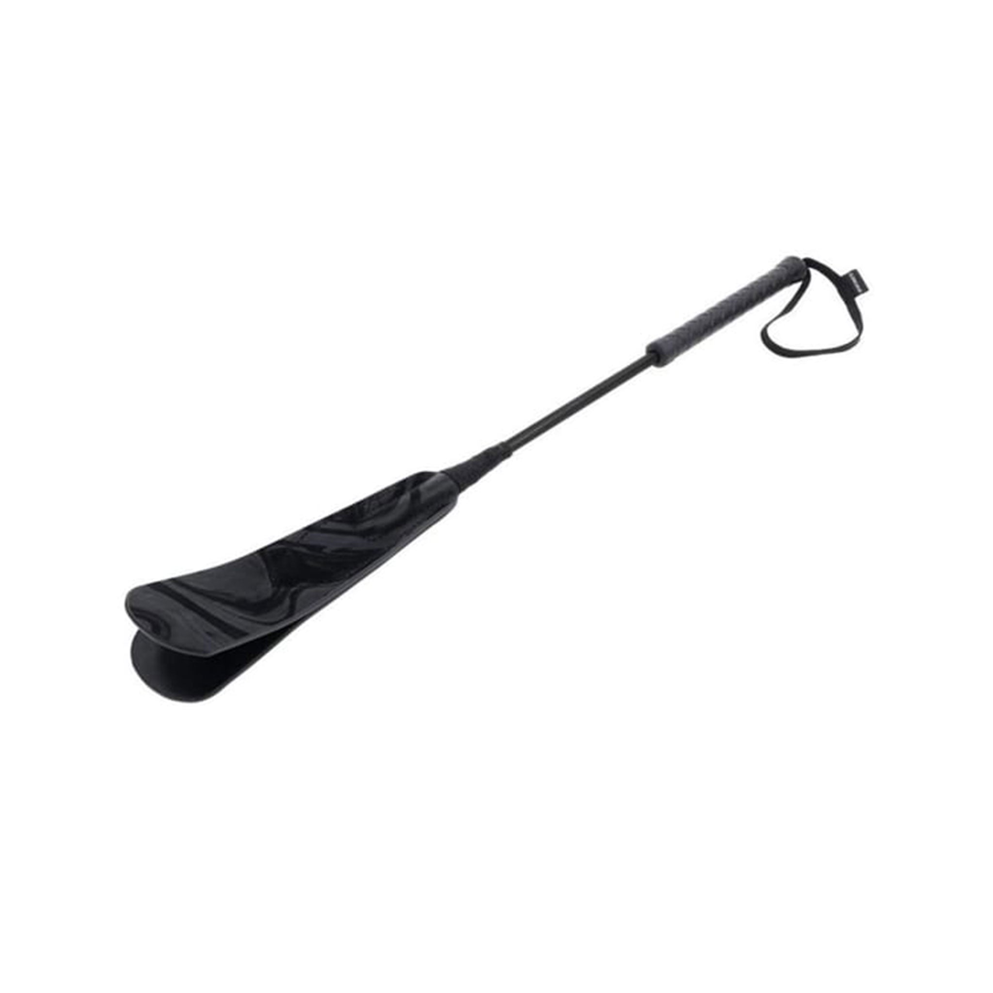 PU vegan leather riding crop slapper tip rubber grip handle marbled stiff shaft braided flex bdsm sadism masochism sadomasochism impact impact-play impact-toys bedroom-weapons kink kinky kinky-play accessories velvet strike spank spanking black