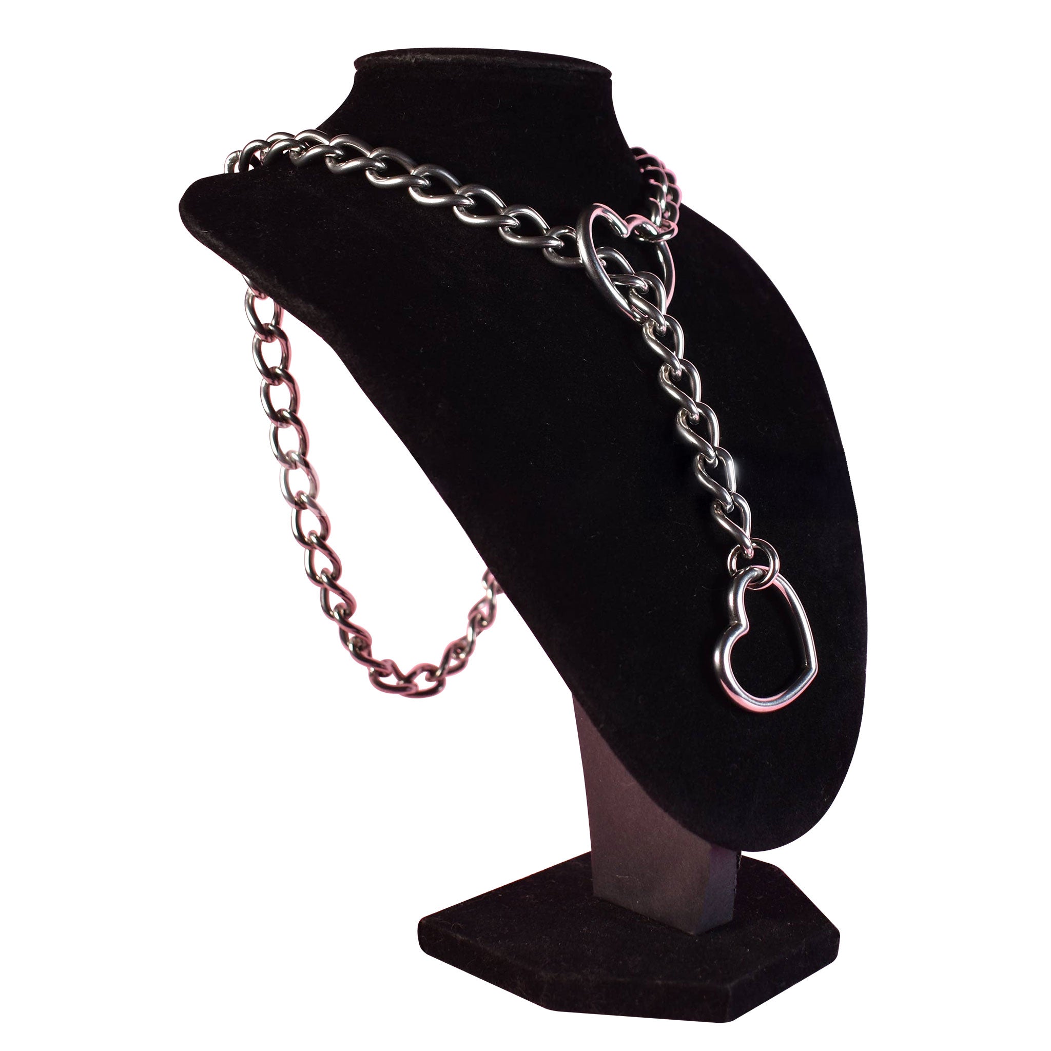Stainless-steel chain thick-chain accessories jewelry necklace collar choker choke-chain jump-chain slip-chain jump-rings heart heart-shaped tugging pulling tugproof tug-proof fetish fashion alt-fashion bdsm bdsm-play bondage domination submission kink kinky kinky-play pet-play pup-play control silver