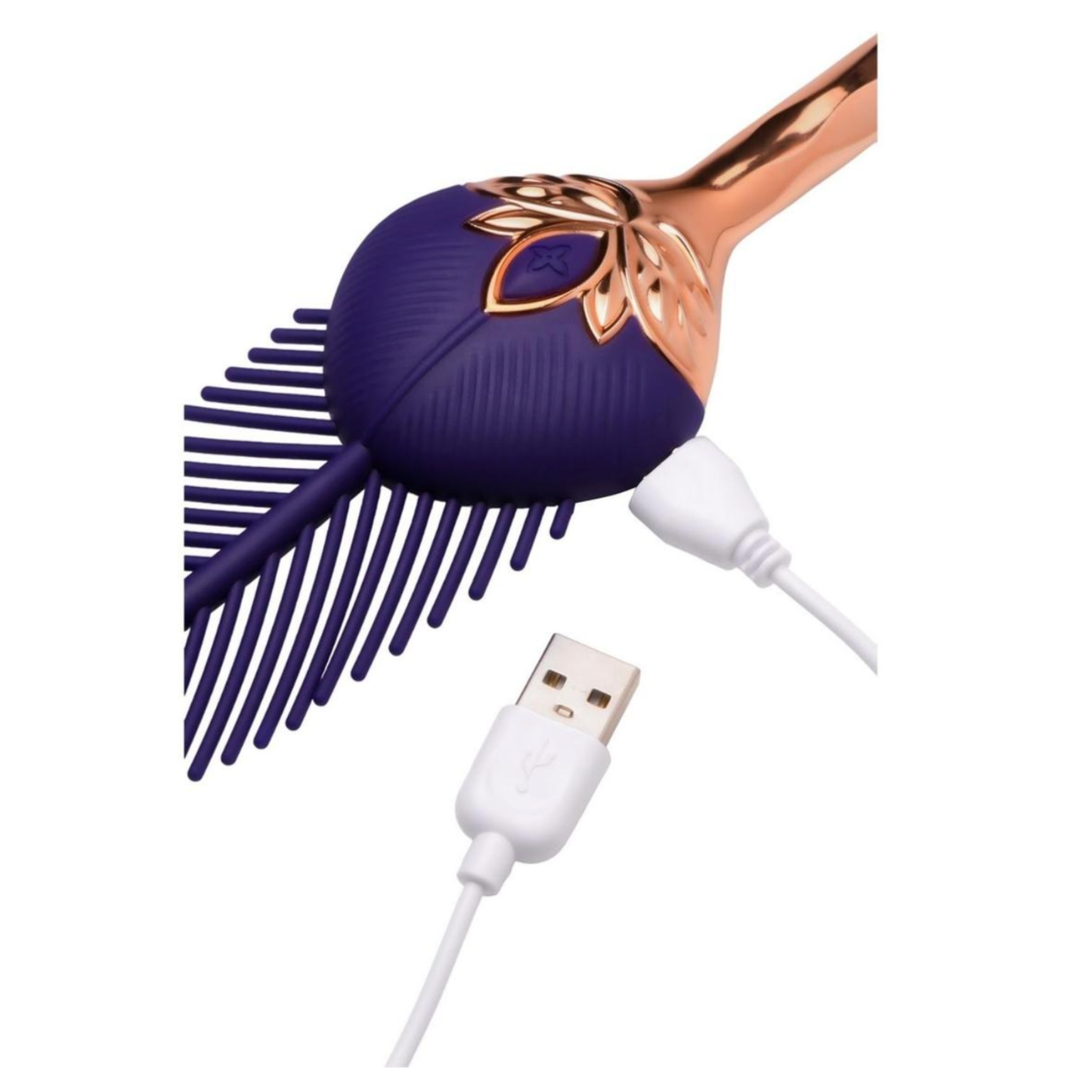 Vibrating feather silicone waterproof purple tickler rechargeable kink.
