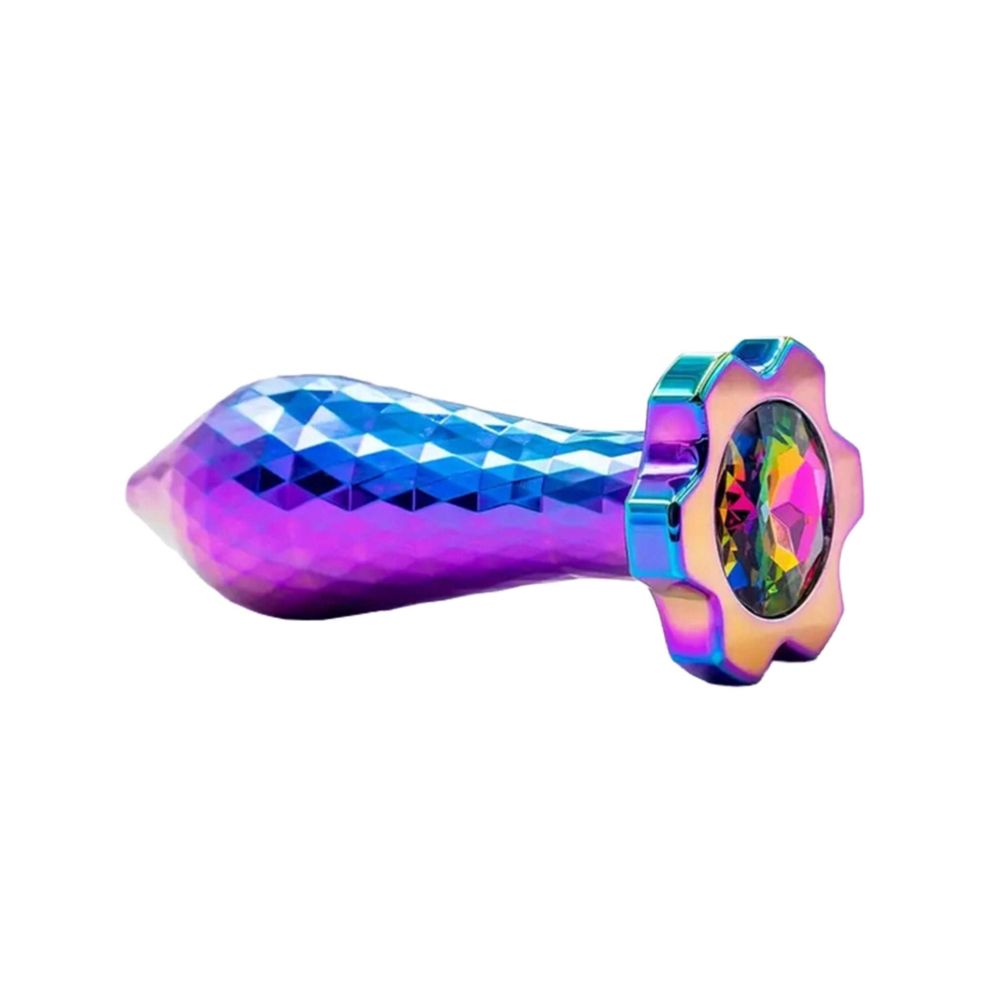 Aluminum-alloy metallic accessories insertable anal anal-toys anal-play anal-plug ass-play ass buttplug butt-plug torpedo nonvibe non-vibe nonvibrating non-vibrating tapered diamond-faceted faceted diamond-textured plum-bloom gemstone-base waterproof versatile fetish fashion alt-fashion cyberpunk fairy magical kink kinky kinky-gear adult-toys unisex rainbow lgbtq pride