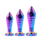 Aluminum-alloy metallic accessories insertable anal anal-toys anal-play anal-plug ass-play ass buttplug butt-plug torpedo nonvibe non-vibe nonvibrating non-vibrating tapered diamond-faceted faceted diamond-textured plum-bloom gemstone-base waterproof versatile fetish fashion alt-fashion cyberpunk fairy magical kink kinky kinky-gear adult-toys unisex rainbow lgbtq pride