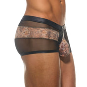 Mesh wetlook lingerie underwear brief briefs fishnet fish-net fish net volume triple textured tri-textured cobra snake snakeskin snakeprint snake-print exotic designer fashion fetish-fashion alt-fashion men men's male masculine black brown