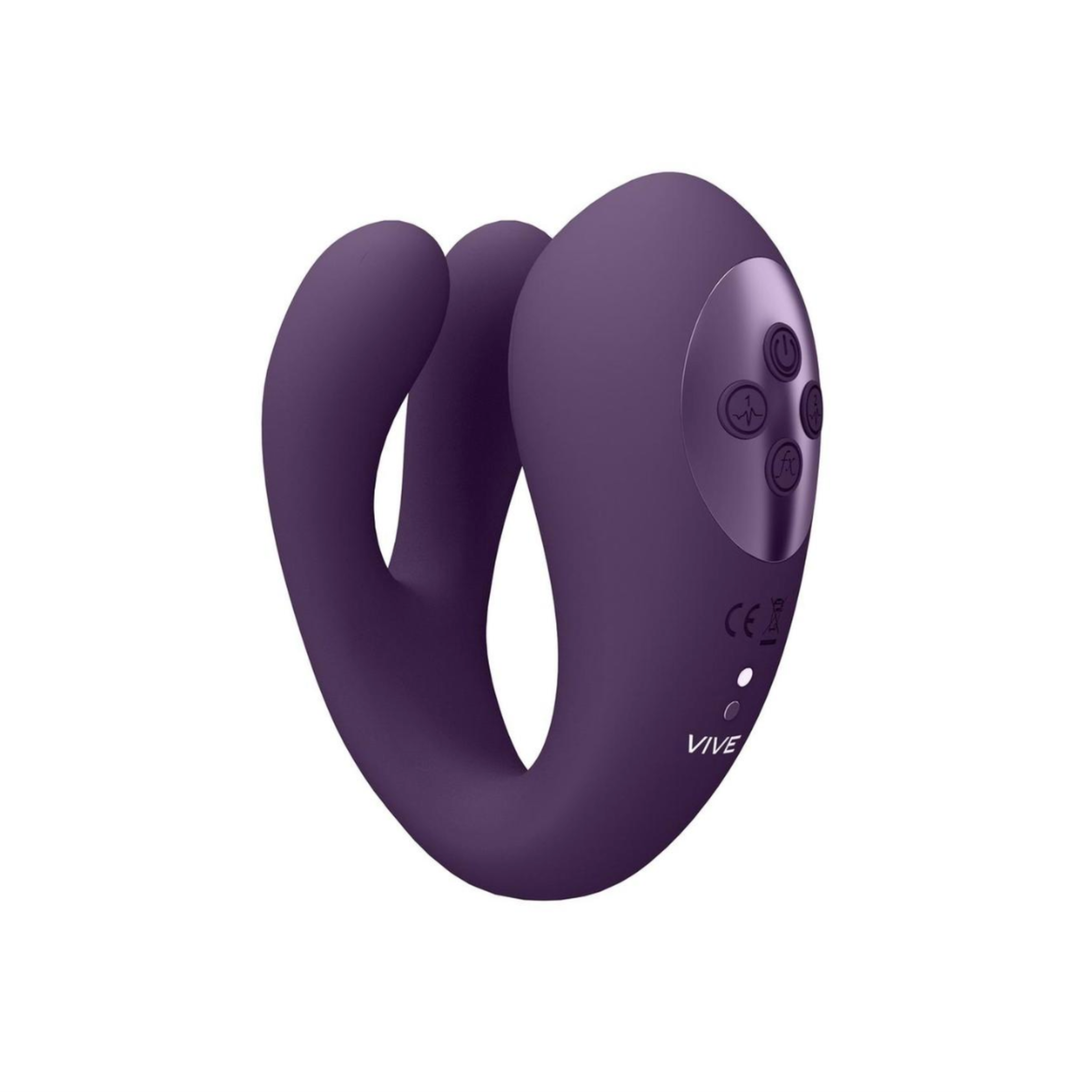  Purple Triple Motor Dual Prong Vibrator with pulse wave clitoral function for heightened pleasure.