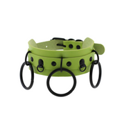 triple ring collar gothic faux leather choker double layer design three o-rings adjustable strap punk fetish neckwear