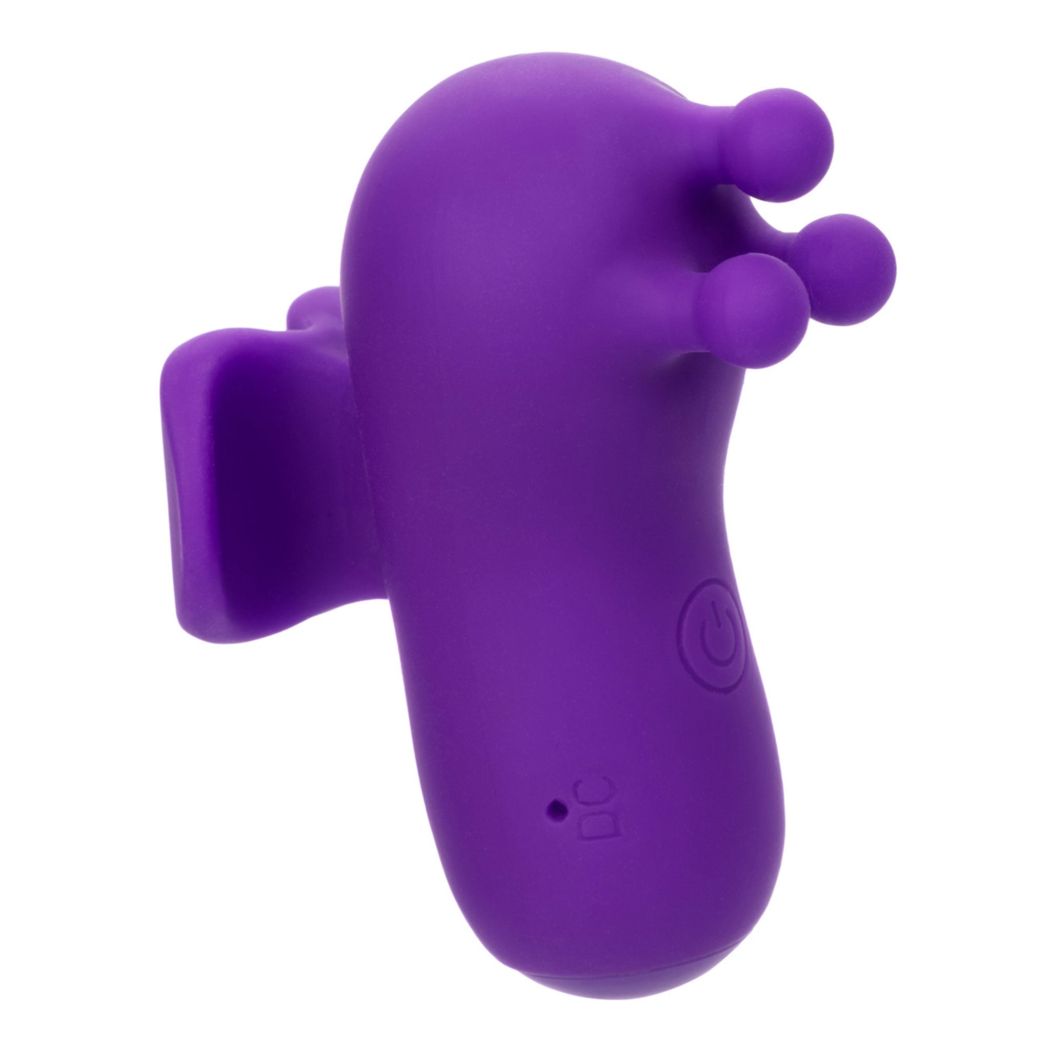 Silicone vibe vibration vibrator vibrating clit clitoral clitoris stim stimulator stimulation ergonomic triple-tease pleasure nubs multifunction waterproof submersible memory-chip travel-lock finger-mounted wireless rechargeable adult-toys purple