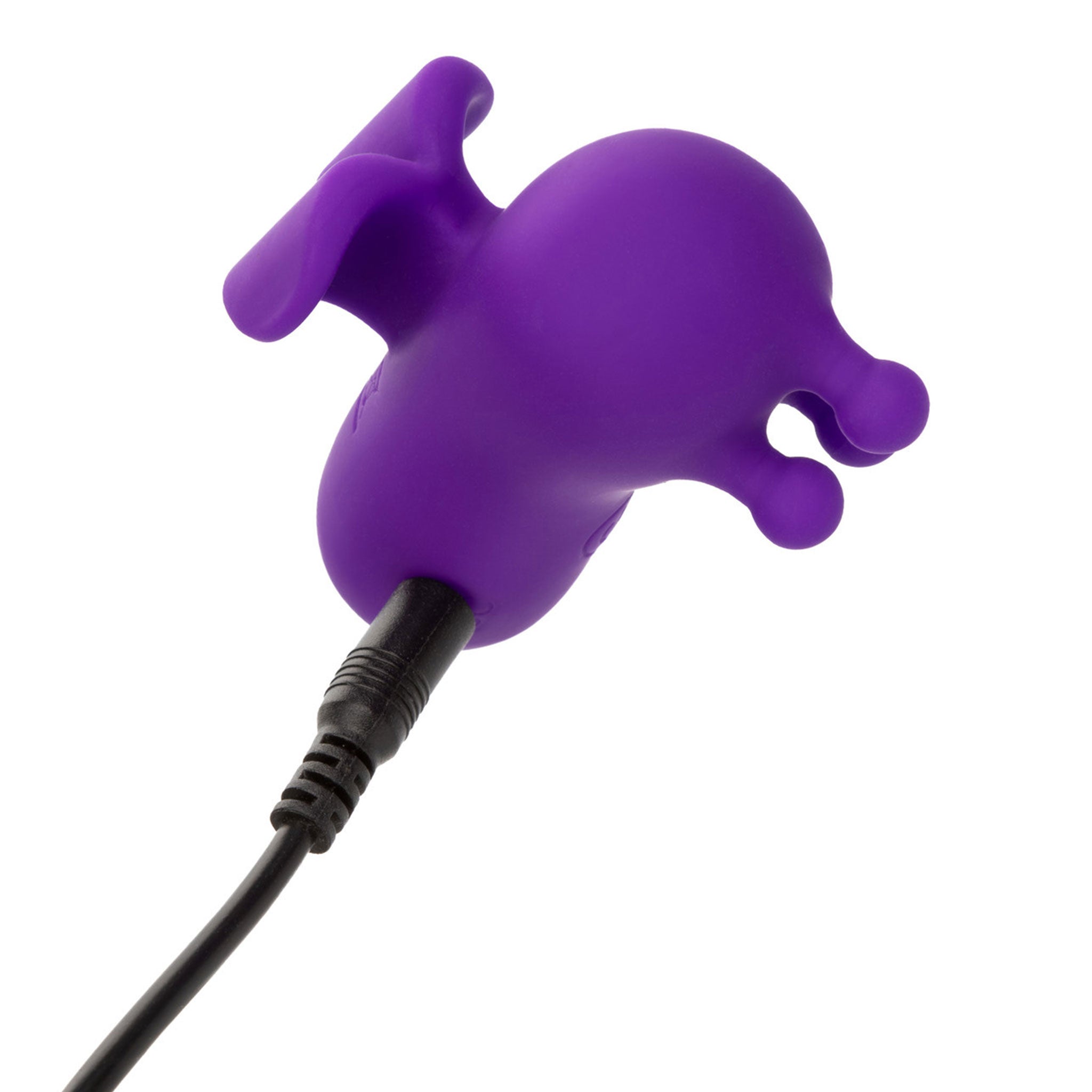 Silicone vibe vibration vibrator vibrating clit clitoral clitoris stim stimulator stimulation ergonomic triple-tease pleasure nubs multifunction waterproof submersible memory-chip travel-lock finger-mounted wireless rechargeable adult-toys purple