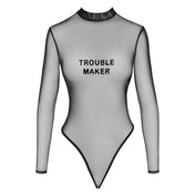 Mesh sheer transparent see-thru seethru see-through apparel one-piece onesie bodysuit long-sleeve longsleeve sleeves sleeved fitted-cut snap-button crotch-opening velvet-flocking trouble-maker troublemaker comfortable provocative bold snug flattering stretchy sexy fetish fashion alternative alt-fashion punk goth gothic cyber rave ravewear raver-babe clubwear kink kinky kinkwear brat bratty spoiled costume cosplay halloween female femme feminine womens black