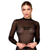 Mesh sheer tulle net transparent polyester elastane seethru see-thru see-through apparel top shirt long-sleeve longsleeve sleeves sleeved cropped-cut statement troublemaker trouble-maker bold sensual functional snug sexy minimal stretchy provocative attitude fetish fashion alt-fashion alternative punk goth gothic cyber club clubwear rave raver-babe ravewear kink kinky kinkwear brat bratty female femme feminine womens black