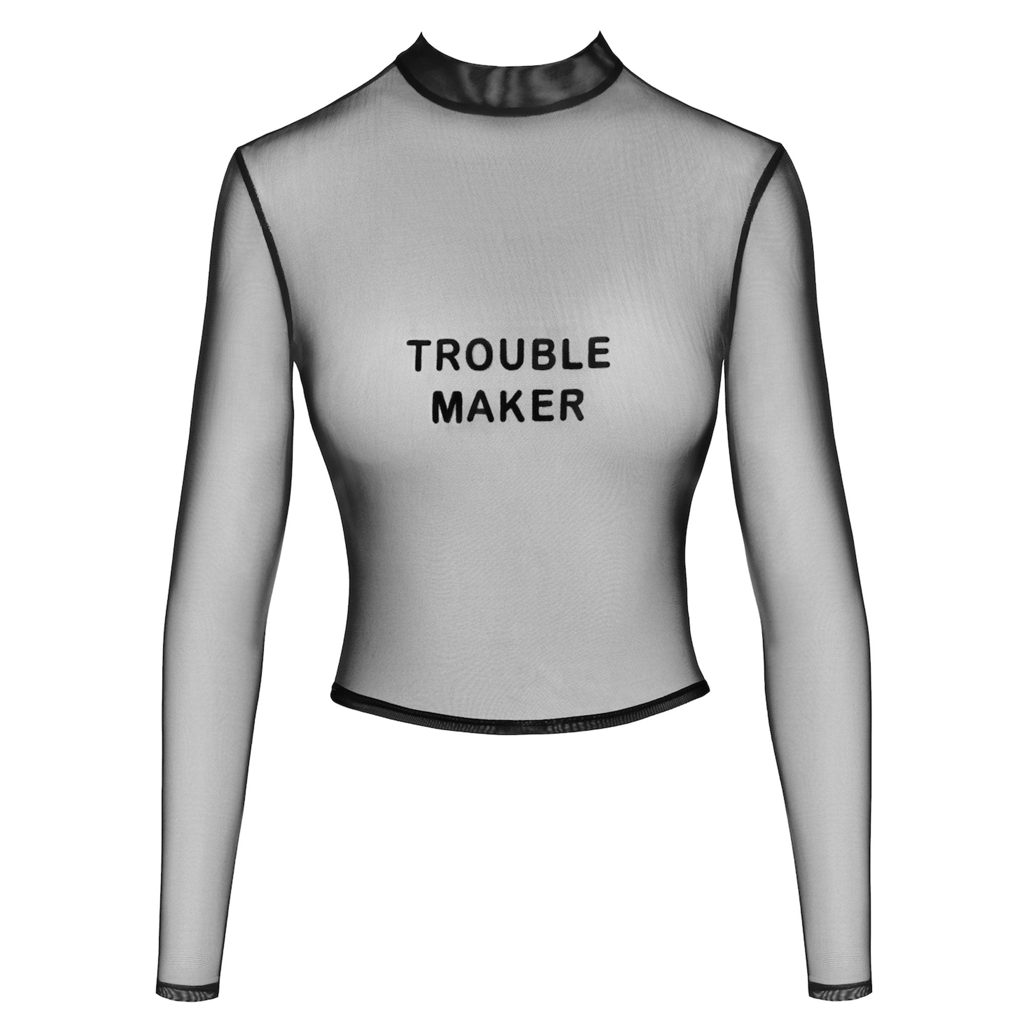 Mesh sheer tulle net transparent polyester elastane seethru see-thru see-through apparel top shirt long-sleeve longsleeve sleeves sleeved cropped-cut statement troublemaker trouble-maker bold sensual functional snug sexy minimal stretchy provocative attitude fetish fashion alt-fashion alternative punk goth gothic cyber club clubwear rave raver-babe ravewear kink kinky kinkwear brat bratty female femme feminine womens black