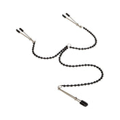Iron nickel-free hanging-chains PVC vinyl phthalate-free accessories nipple-clamp pussy-clamp tweezer-clamp 3-way three-way Y-shaped clitoris-clamp sliding-ring adjustable pressure sensitive tantalizing fetish fashion alt-fashion alternative bedroom dungeon bondage bdsm bdsm-toys bondage-gear bdsm-gear kink kinky kinky-toys kinky-play sensory sensory-play nipple-play genital-play pain torture cbt cnb costume cosplay halloween adult-toys unisex black