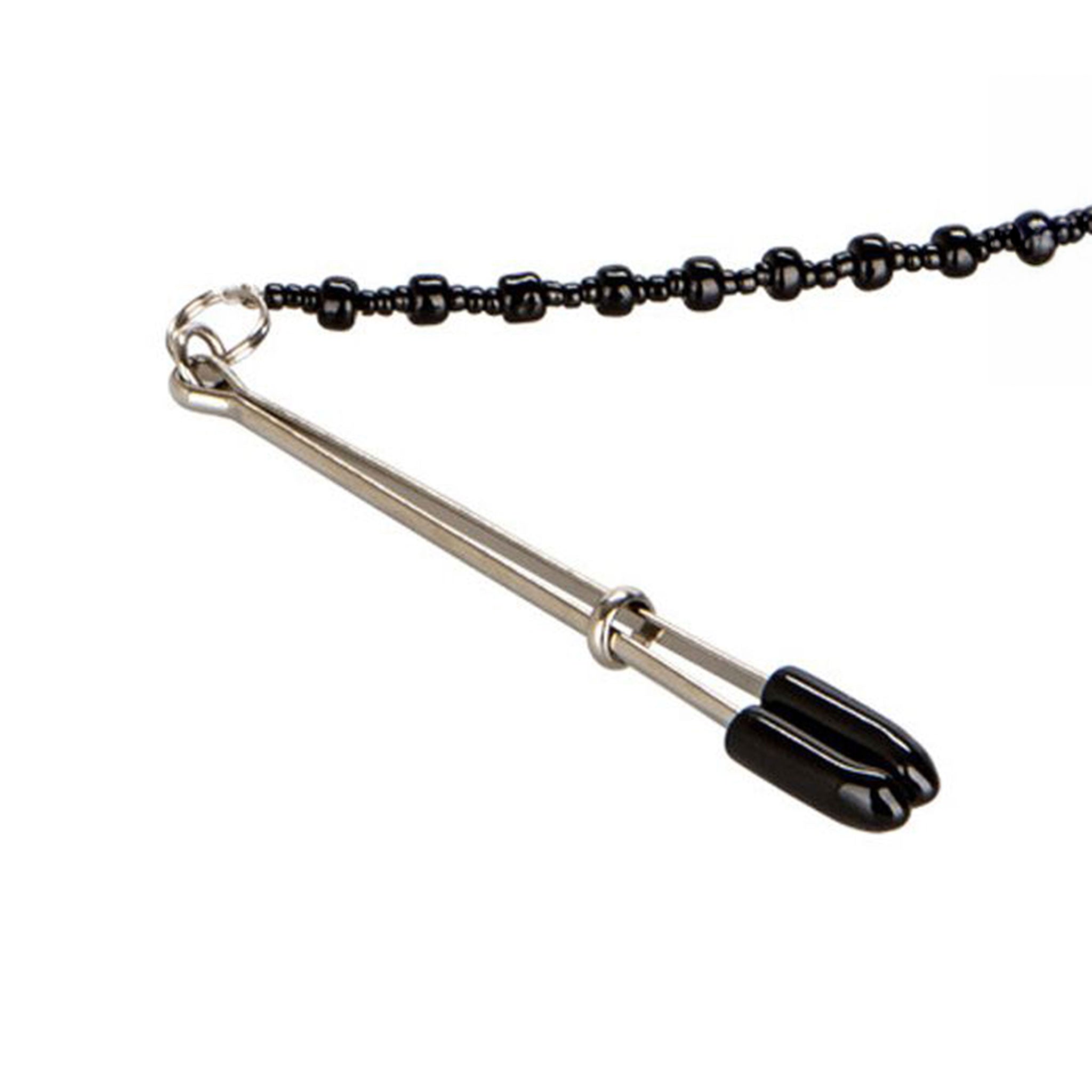 Iron nickel-free hanging-chains PVC vinyl phthalate-free accessories nipple-clamp pussy-clamp tweezer-clamp 3-way three-way Y-shaped clitoris-clamp sliding-ring adjustable pressure sensitive tantalizing fetish fashion alt-fashion alternative bedroom dungeon bondage bdsm bdsm-toys bondage-gear bdsm-gear kink kinky kinky-toys kinky-play sensory sensory-play nipple-play genital-play pain torture cbt cnb costume cosplay halloween adult-toys unisex black