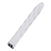 Glass borosilicate-glass silicone accessories insertable vibe vibrating vibration bullet tapered-tip twisting-texture corkscrew spiral sleek smooth slippery adult-toys kink kinky kinky-toys unisex clear white