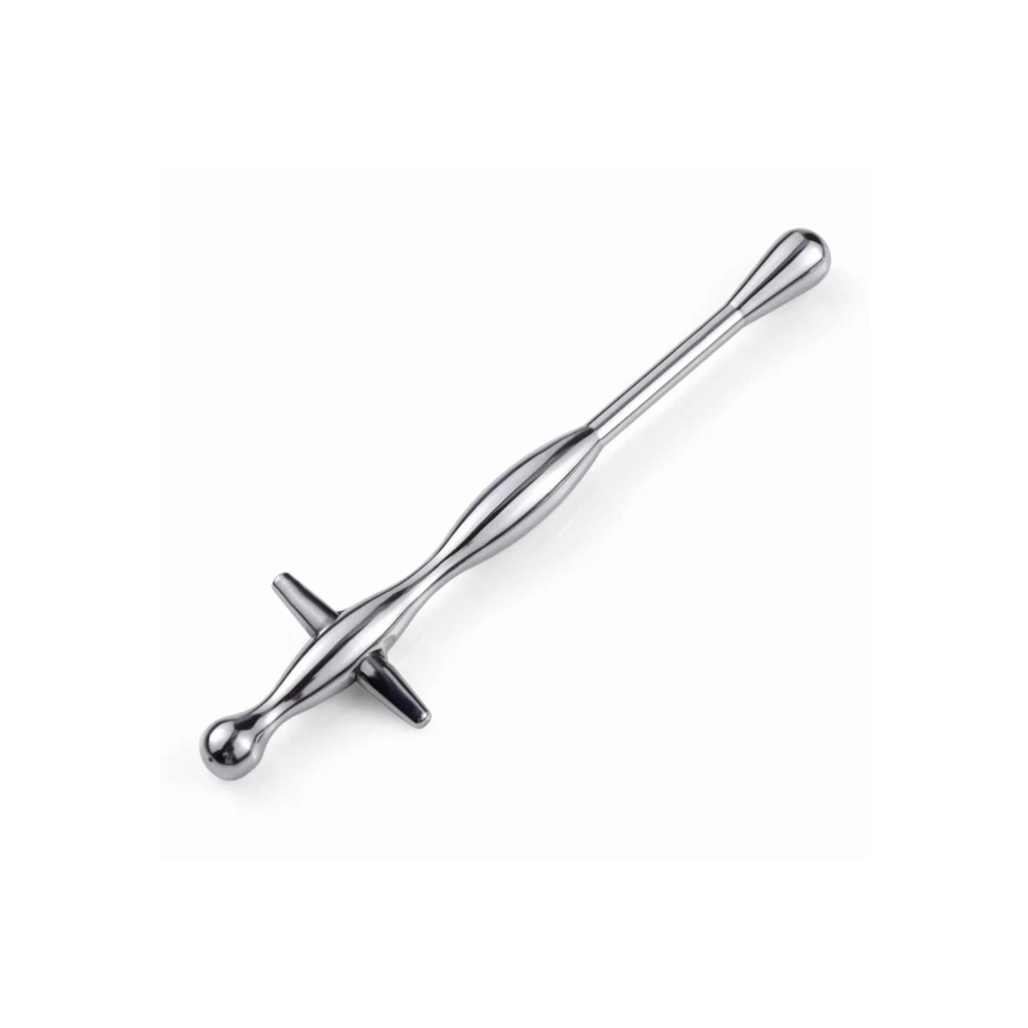 Stainless steel urethral plug, smooth tapered design, polished finish, urethral play, BDSM toy.