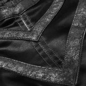 Polyester polyurethane elastane shark-skin wetlook imitation-sharkskin faux-leather apparel top shirt long-sleeve mock-turtleneck zipper shoulder-seam shoulder-zip v-shaped chevron decorative-buckles shiny glossy shimmering mesmerizing elastic smooth fetish fashion alt-fashion alternative punk goth gothic cyber cyberpunk clubbing clubwear festival rave costume cosplay halloween afterdark-collection unique male masculine masc mens menswear guys dudes black