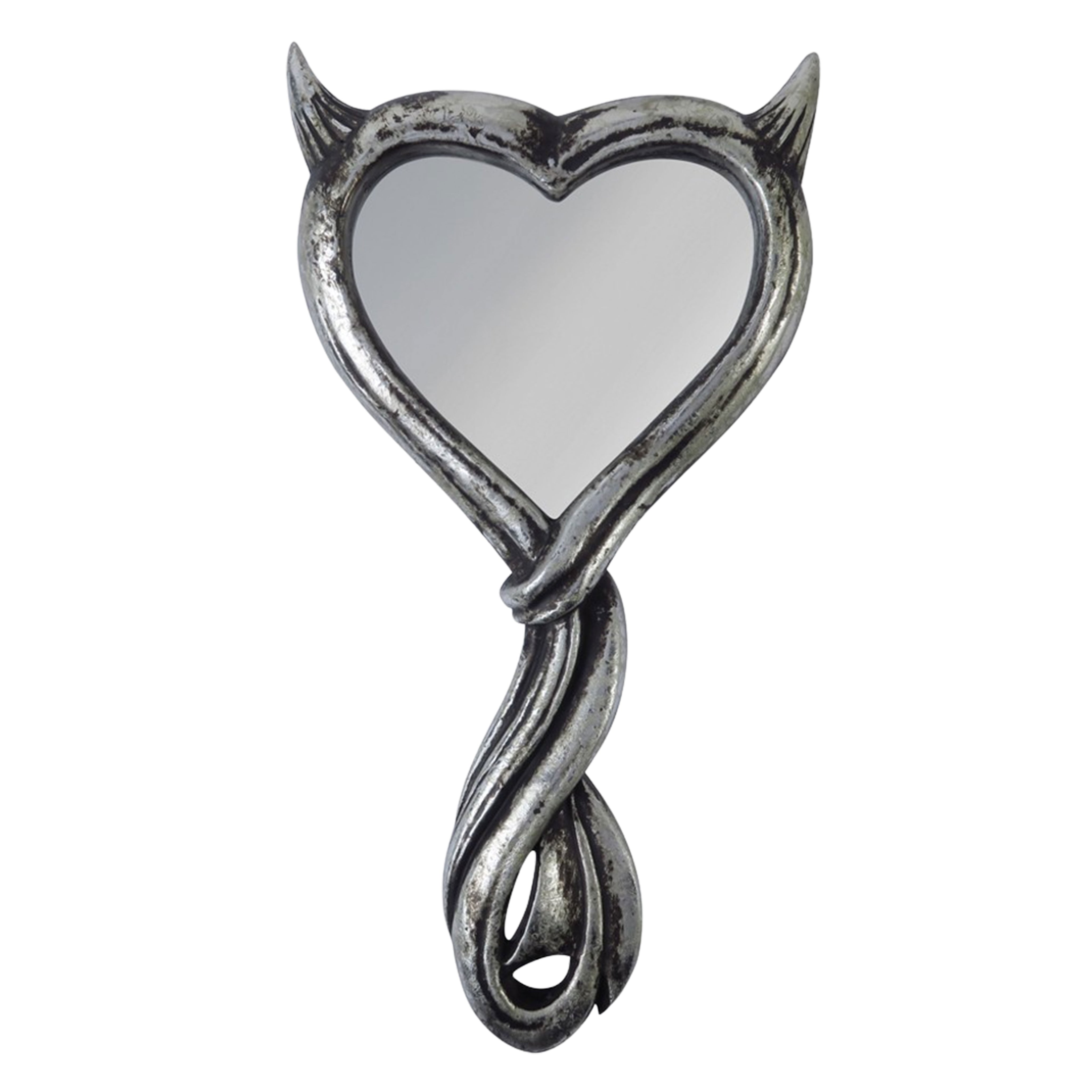 Devils Heart Hand Mirror Silver