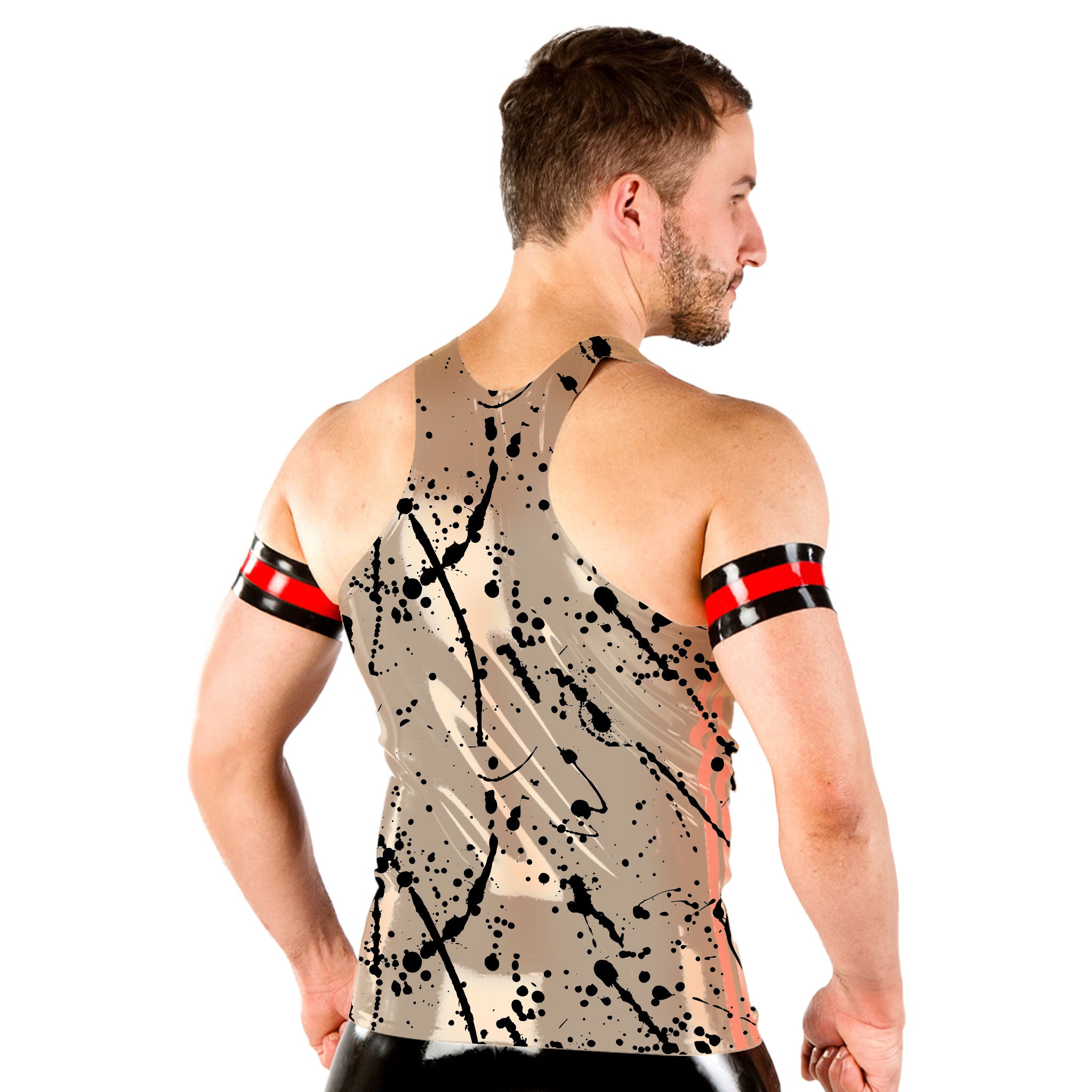 Splattered Printed Latex Men Tank Top