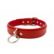 Leather vegan-leather grommets accessories neckwear collar choker double-layer dual-layer O-ring pentagonal-ring pentagon-ring adjustable buckle roller-buckle matte-finish fetish fashion alt-fashion alternative punk rock goth gothic bondage bondage-collar bdsm bdsm-gear bdsm-toys bdsm-fashion kink kinky kinkwear kinky-toys kinky-play pet-play pet-training costume cosplay halloween gifts unisex adult-toys red