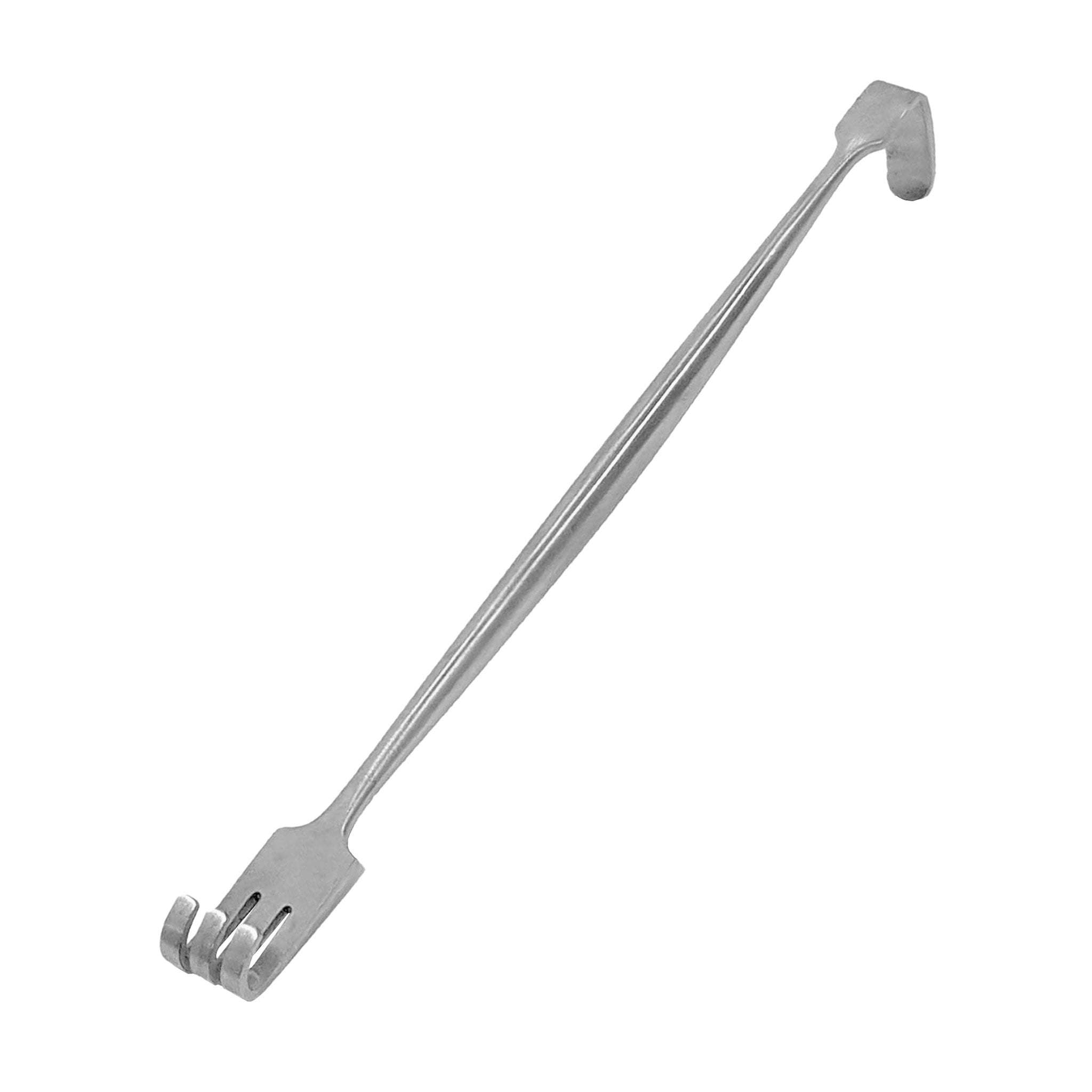 Stainless-steel retractor vaginal double-ended double-sided 3-pronged cat's-paw l-shaped langbeck spreader spreading blunt blunted medical medical-toys medical-play bondage bdsm bdsm-play bdsm-gears bdsm-toys kink kinky kinky-play explore exploration exploring adult-toys silver