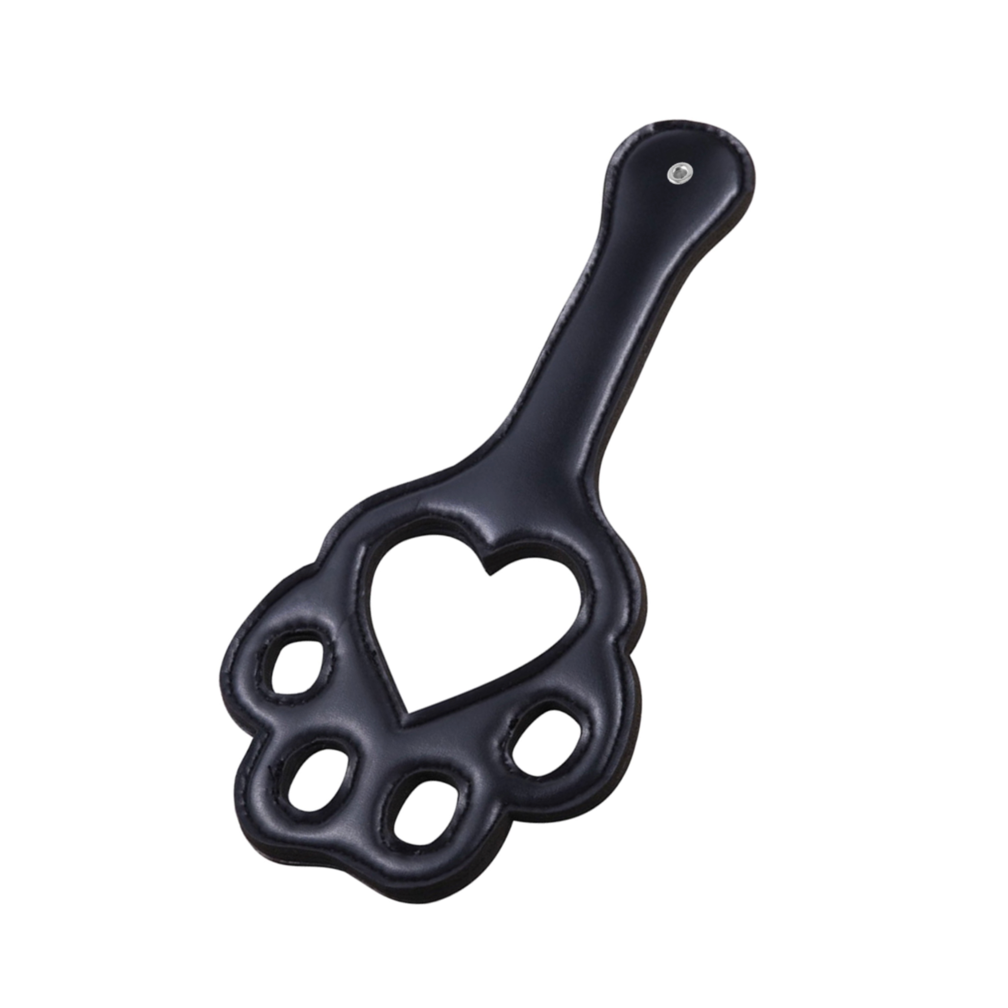 Vegan leather paw cut-out paddle black, lightweight flexible BDSM paddle, neoprene core paddle, playful spanking paddle, paw design leather paddle, fetish pet play accessory