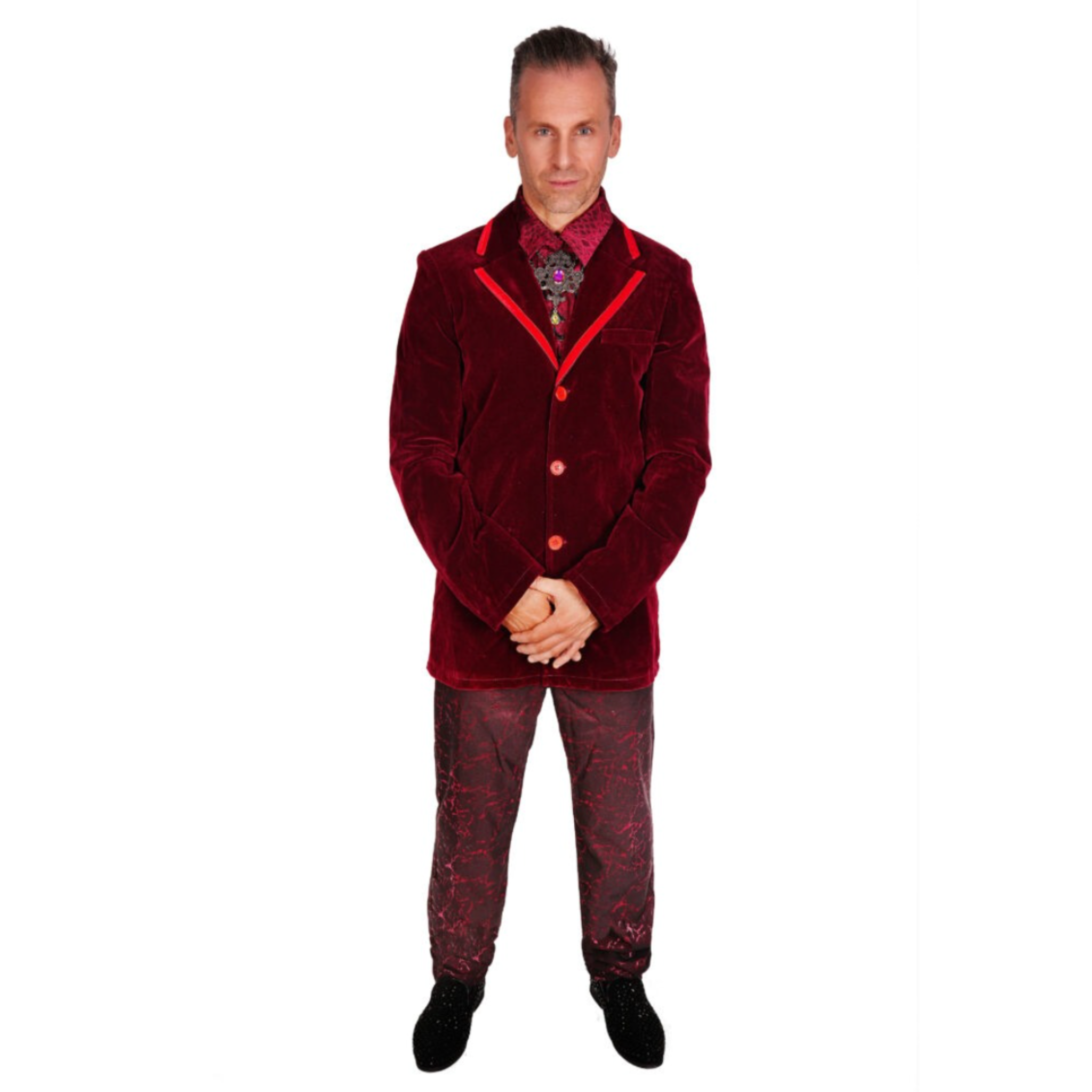 deep red velveteen vampire jacket gothic tailored coat velvet blazer victorian gothic outerwear fetish fashion