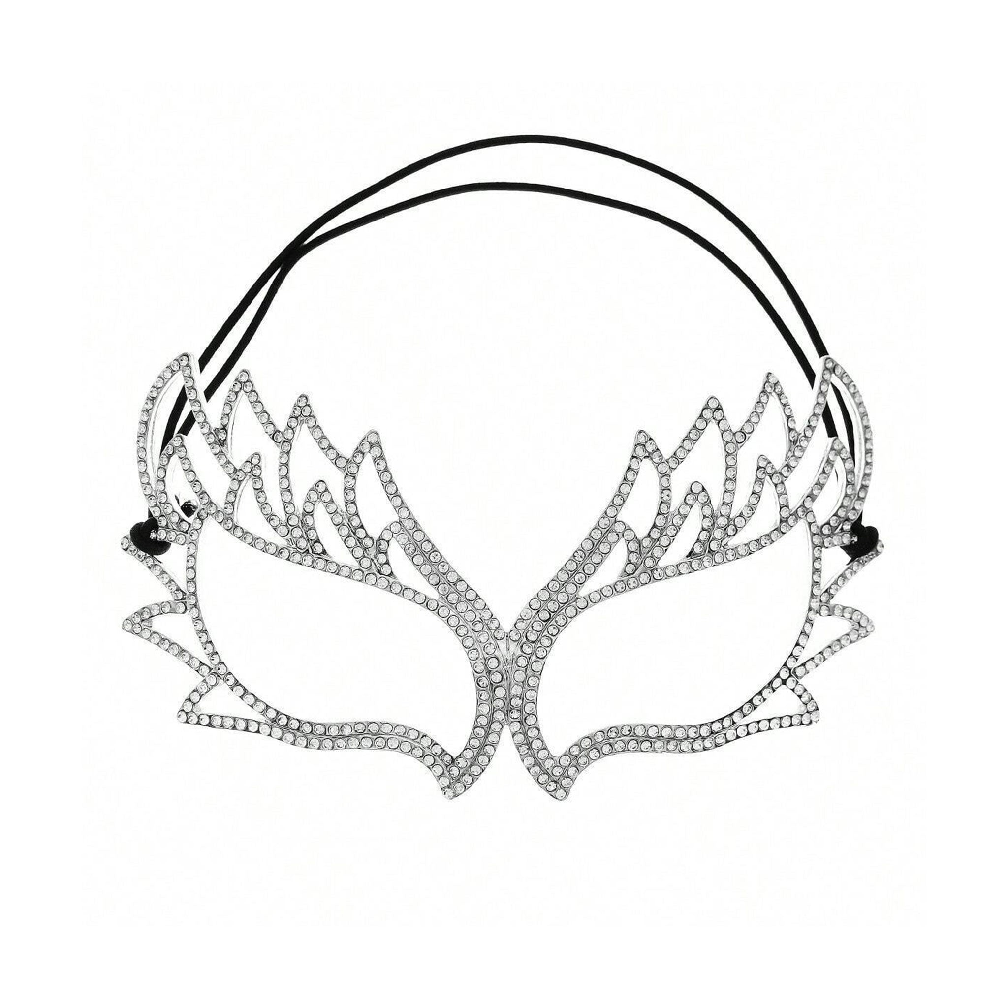Metallic mask eyemask eye-mask rhinestone rhinestones adjustable halloween masquerade ball mysterious elegant venetian venice mardigras mardi-gras mardi gras party festival wear festival-wear accessories silver