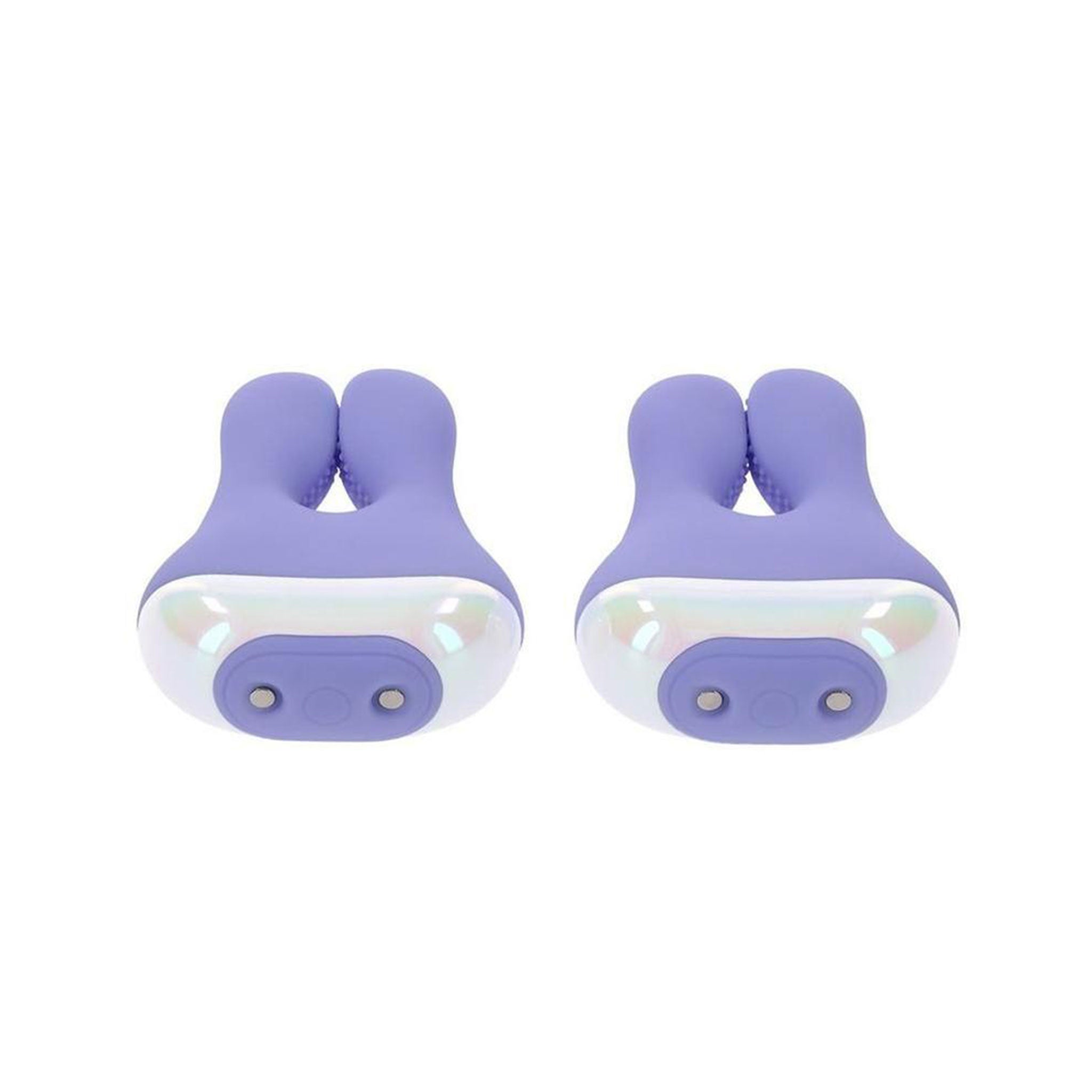 Silicone ABS-plastic nipple clamp pinch bunny rabbit ears textured flexible titillation vibe vibrating vibration charging-case remote-control waterproof USB-C rechargeable bdsm sadism masochism sadomasochism kinky kinky-play nipple-play adult-toys purple