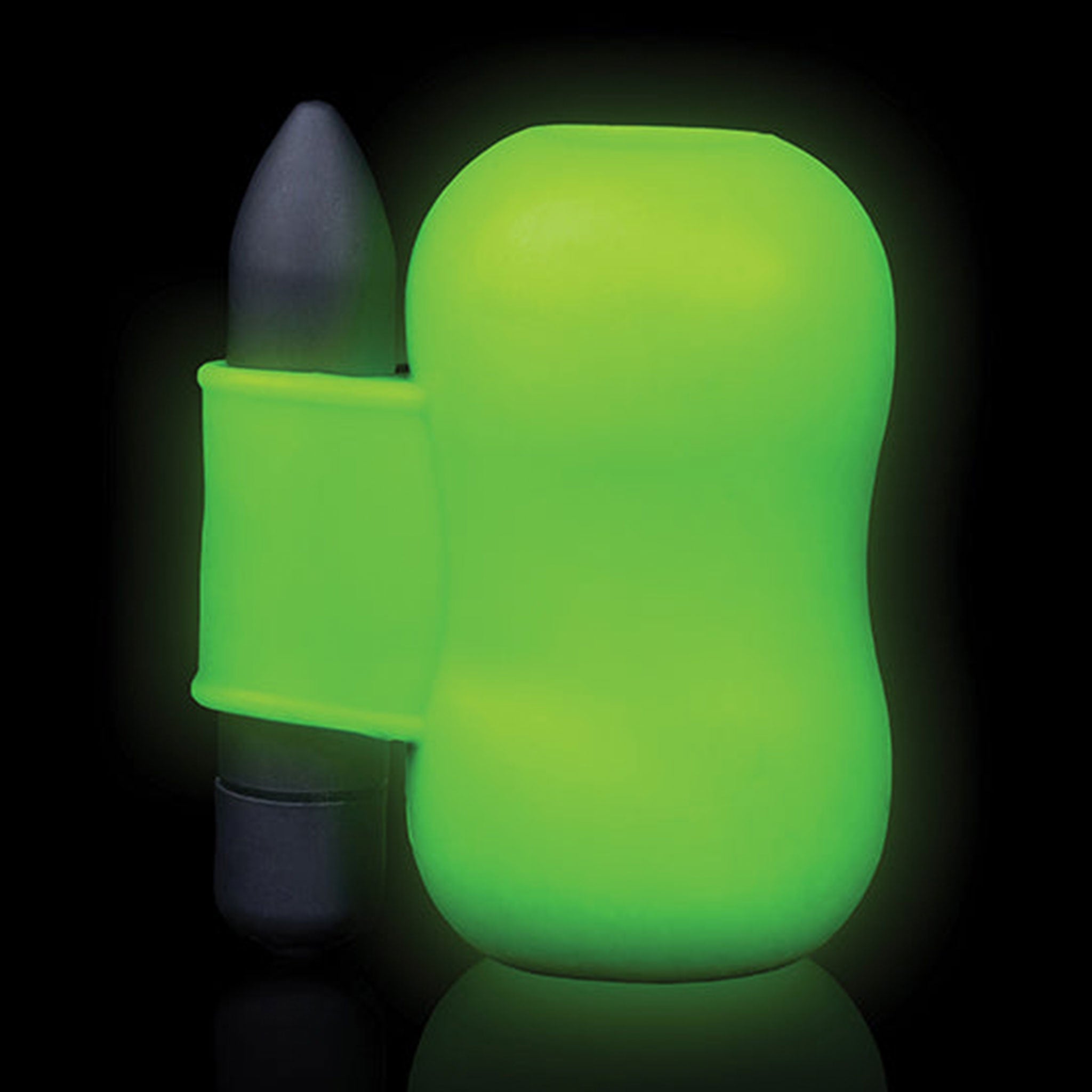 TPE ABS-plastic accessories vibr vibrator vibrating vibration sleeve stroker stroking masturbator masturbating masturbation textured-interior textured-tunnel cock-and-ball cnb squishy male masculine masc guys dudes adult-toys green glow-in-the-dark