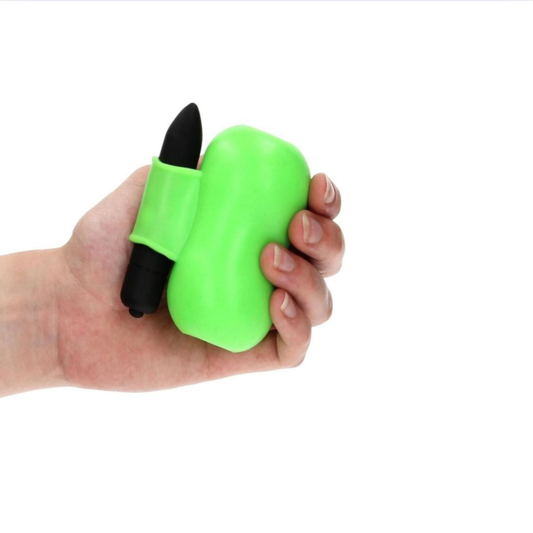 Vibrating Masturbator | Glow in the dark head masturbator with a bullet vibrator 
