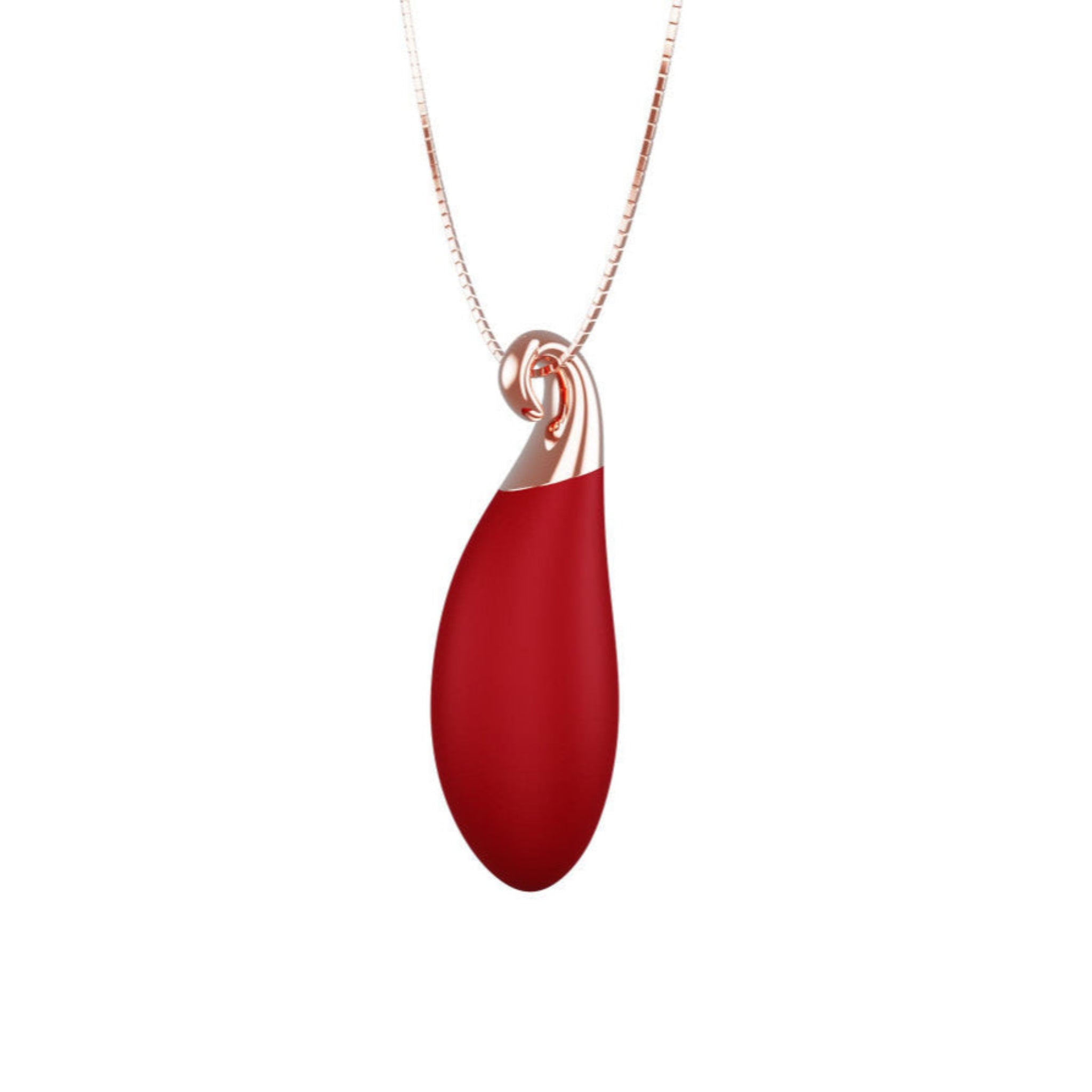 vibrating rose necklace, red rose pendant vibrator, luxury vibrating jewelry, wearable vibrator, elegant vibrator necklace, discreet vibrator accessory