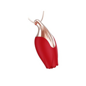 vibrating rose necklace, red rose pendant vibrator, luxury vibrating jewelry, wearable vibrator, elegant vibrator necklace, discreet vibrator accessory