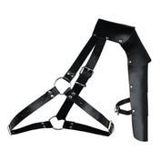 Leather PU-leather metallic-alloy accessories top harness chest-harness y-shaped armor shoulder-armor shoulder-pauldron segmented O-ring shiny matte-glossy lightweight breathable comfortable fetish fashion alt-fashion alternative punk goth gothic festival renfaire renaissance festival medieval fantasy roleplay role-play uniform warrior gladiator viking costume cosplay halloween halloween-accessories halloween-costume male masculine masc mens menswear guys dudes lgbtq gay pride black
