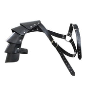 Leather PU-leather metallic-alloy accessories top harness chest-harness y-shaped armor shoulder-armor shoulder-pauldron segmented O-ring shiny matte-glossy lightweight breathable comfortable fetish fashion alt-fashion alternative punk goth gothic festival renfaire renaissance festival medieval fantasy roleplay role-play uniform warrior gladiator viking costume cosplay halloween halloween-accessories halloween-costume male masculine masc mens menswear guys dudes lgbtq gay pride black