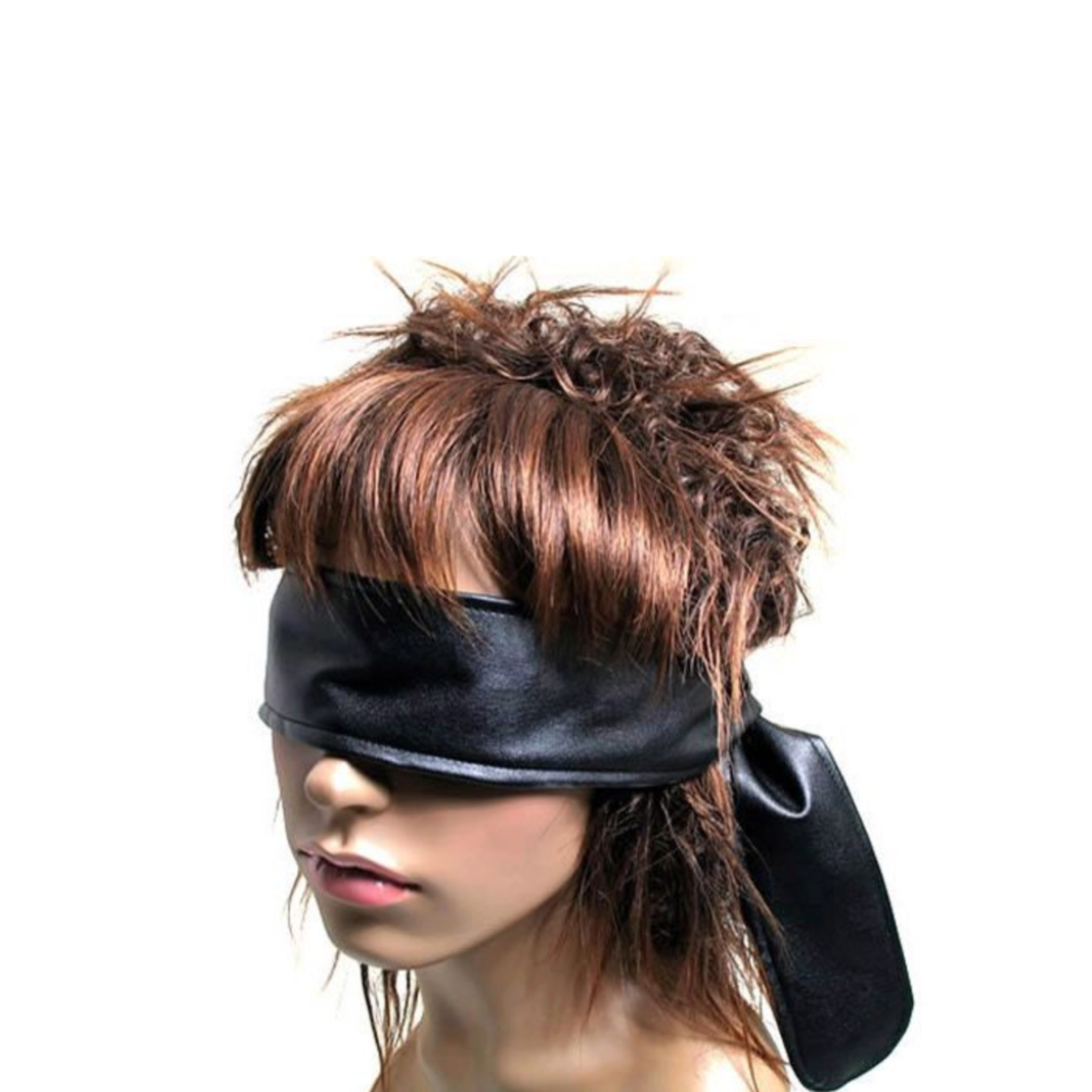 vinyl scarf blindfold faux leather long strap double faced bdsm sensory play fetish eye mask accessory