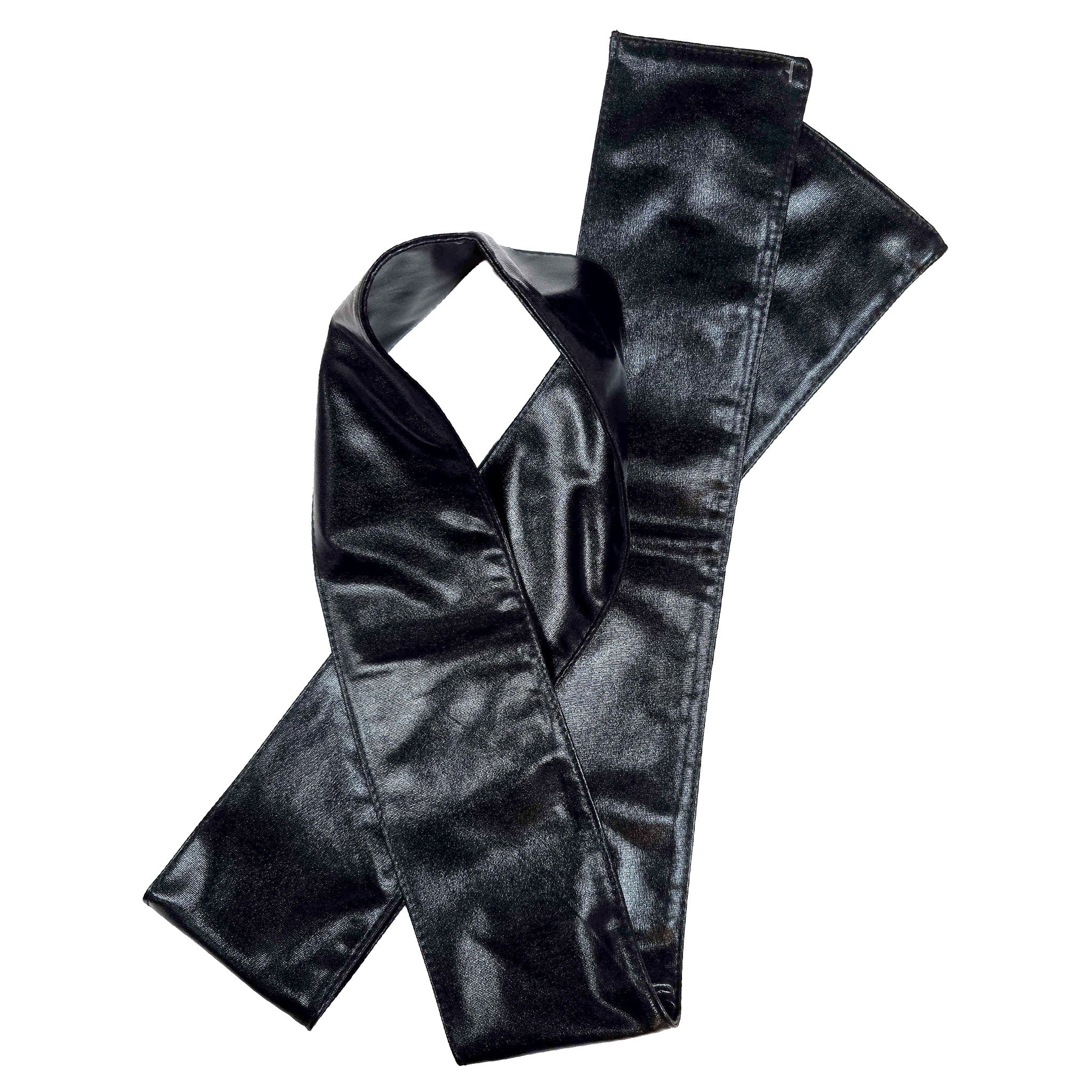 Polyester scarf cinch-belt disguise blindfold eye-mask long double-faced wrap wrap-around restraint binding adjustable customizable soft comfortable lightweight sexually-deviant bondage bdsm bdsm-gear bdsm-toys kink kinky kinky-play sensory sensory-play sensory-deprivation sensual sub submissive submission control accessories unisex black