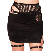 Punk Fishnet Cross Mini Skirt