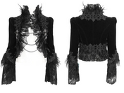 Velvet Crop Jacket with Lace Bell Sleeves