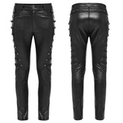 Decorative Buttons Wetlook Slim Pants