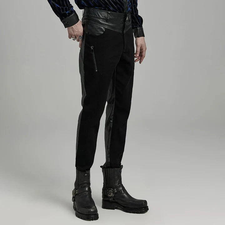 Wetlook Splice Zipper Pants