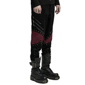 Punk Cracked Textured Two Tone Eyelets Lace-up Pants