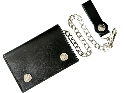 Chain Connected Leather Wallet