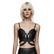 Wetlook Buckle Strap Bustier Top