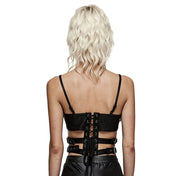 Wetlook Buckle Strap Bustier Top