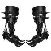 Reptile Finger Claws Wrist Cuffs – Black – Fetish reptile-textured finger claws with adjustable wrist straps, BDSM, and exotic play accessories