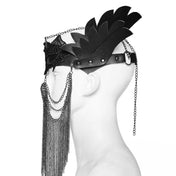 Faux Leather Warrior Mask, Face Hanging Chains, Gothic Cosplay Mask, Fetish Mask, Gothic Accessories, Fetish Factory